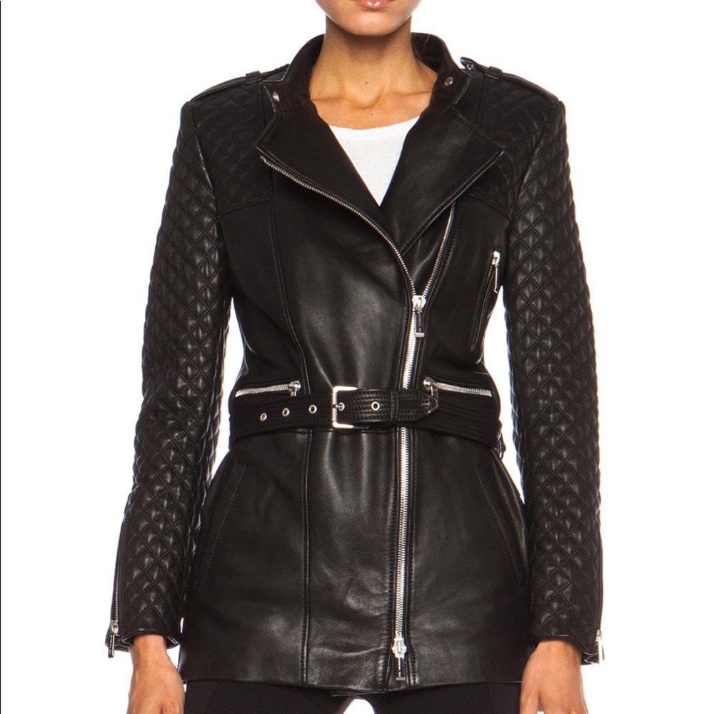 RUNWAY Barbara Bui Quilted Leather Biker Jacket